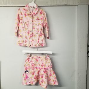 Betty Boop outfit  girls 8/9 pink flowers   skirt jacket set outfit